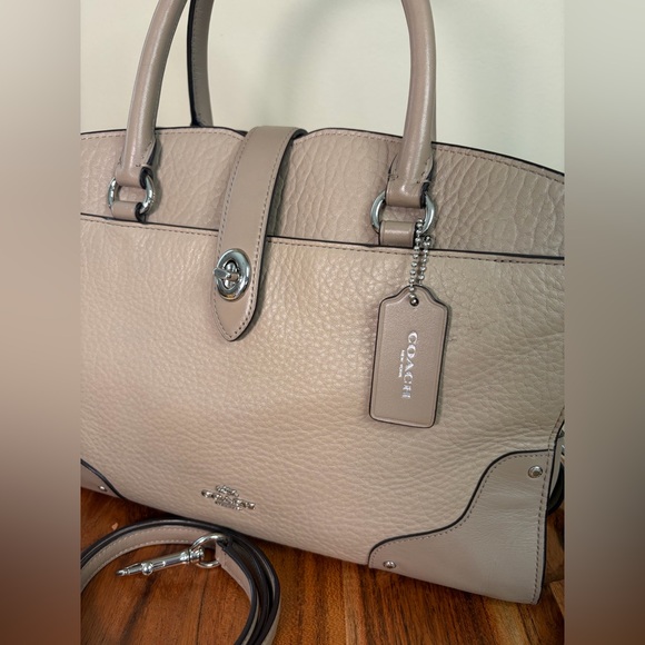 Coach Mercer Satchel 30 Metallic Taupe Convertible Crossbody Taupe 57690 EUC - Picture 5 of 16